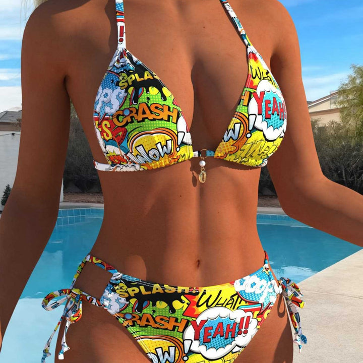Women's Triangle Bikini Set with Adjustable Straps and Trendy Lacing Details Mune Fashion
