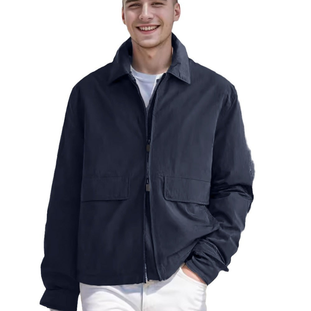 Men's Lightweight Zip Jacket in Harrington Style with Flap Pockets Mune Fashion