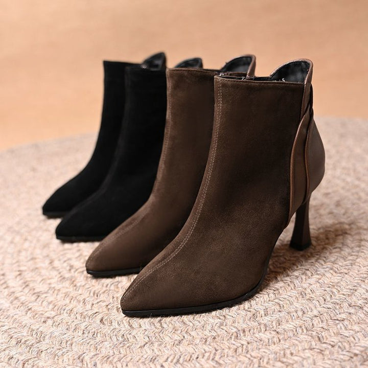Women Elegant Ankle Boots with Pointed Toes and High Heels Mune Fashion