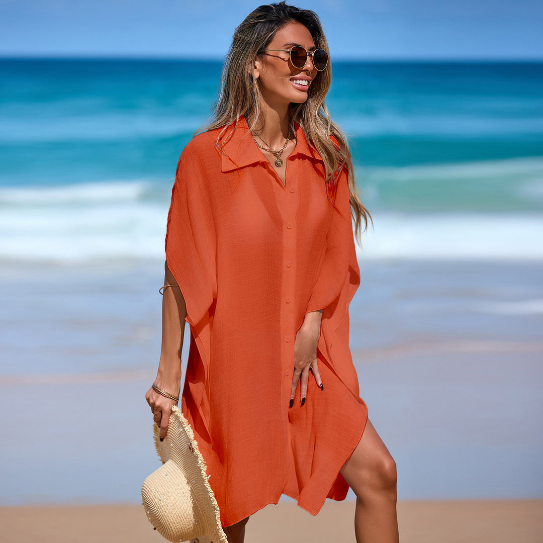 Women's airy beach kimono with modern button details Mune Fashion