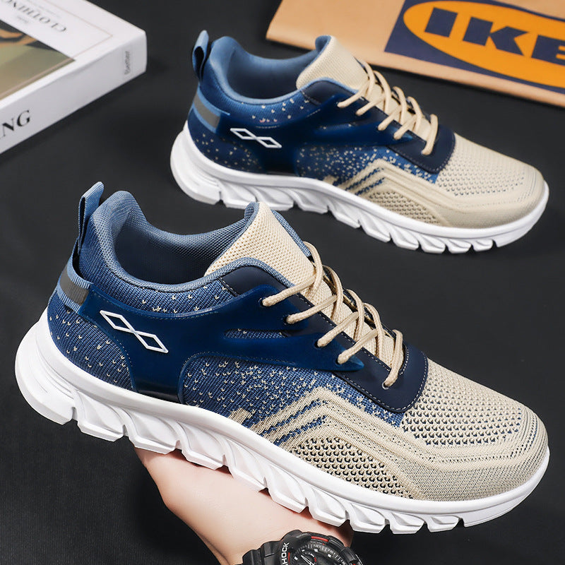 Men's flexible mesh running sneaker with molded memory footbed and shock-absorbing wave running sole Mune Fashion