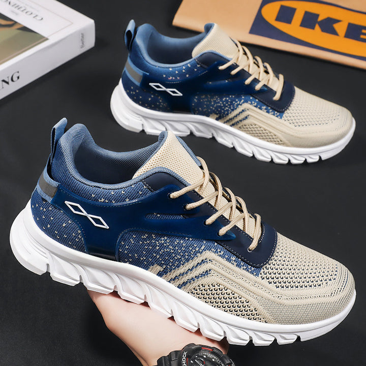 Men's flexible mesh running sneaker with molded memory footbed and shock-absorbing wave running sole Mune Fashion