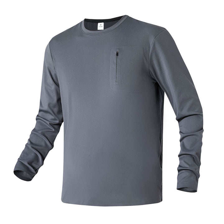 Herren Langarm-Performance-Shirt mit Brust-Reißverschlusstasche Mune Fashion
