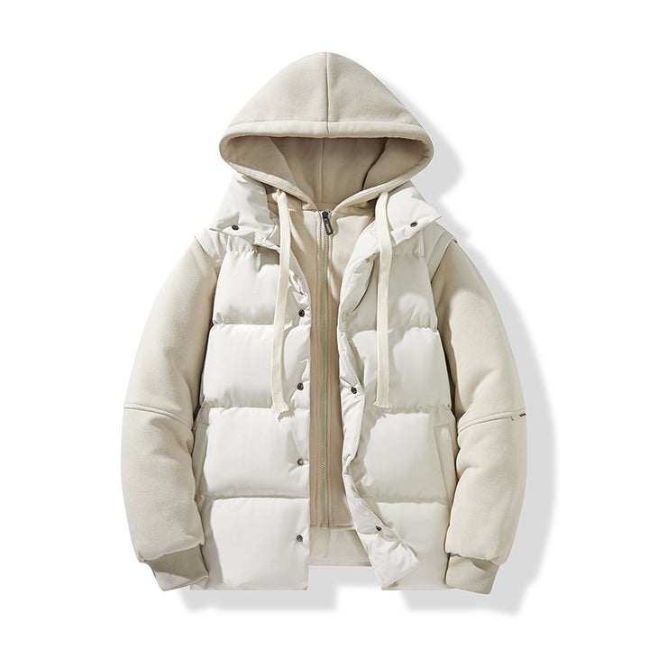 Men's hybrid quilted jacket with integrated hood fleece inner layer Mune Fashion