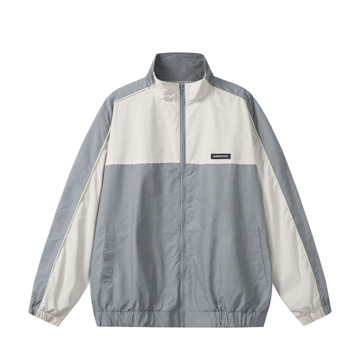 Unisex Sportive Colorblock Track Jacket with Stand-up Collar and Full Zipper Mune Fashion