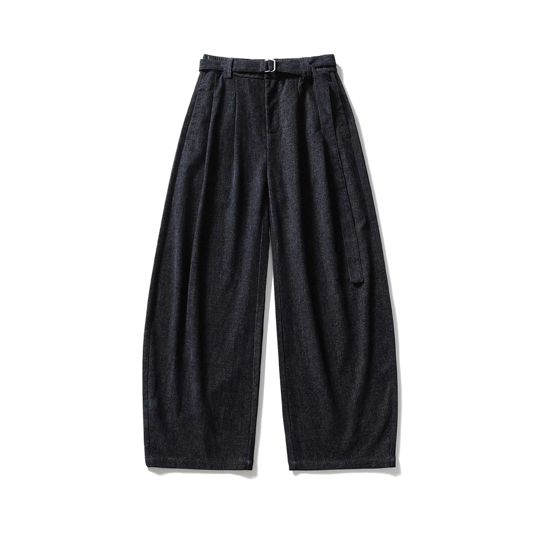 Women Wide High-Waisted Pleated Trousers with Belt Mune Fashion
