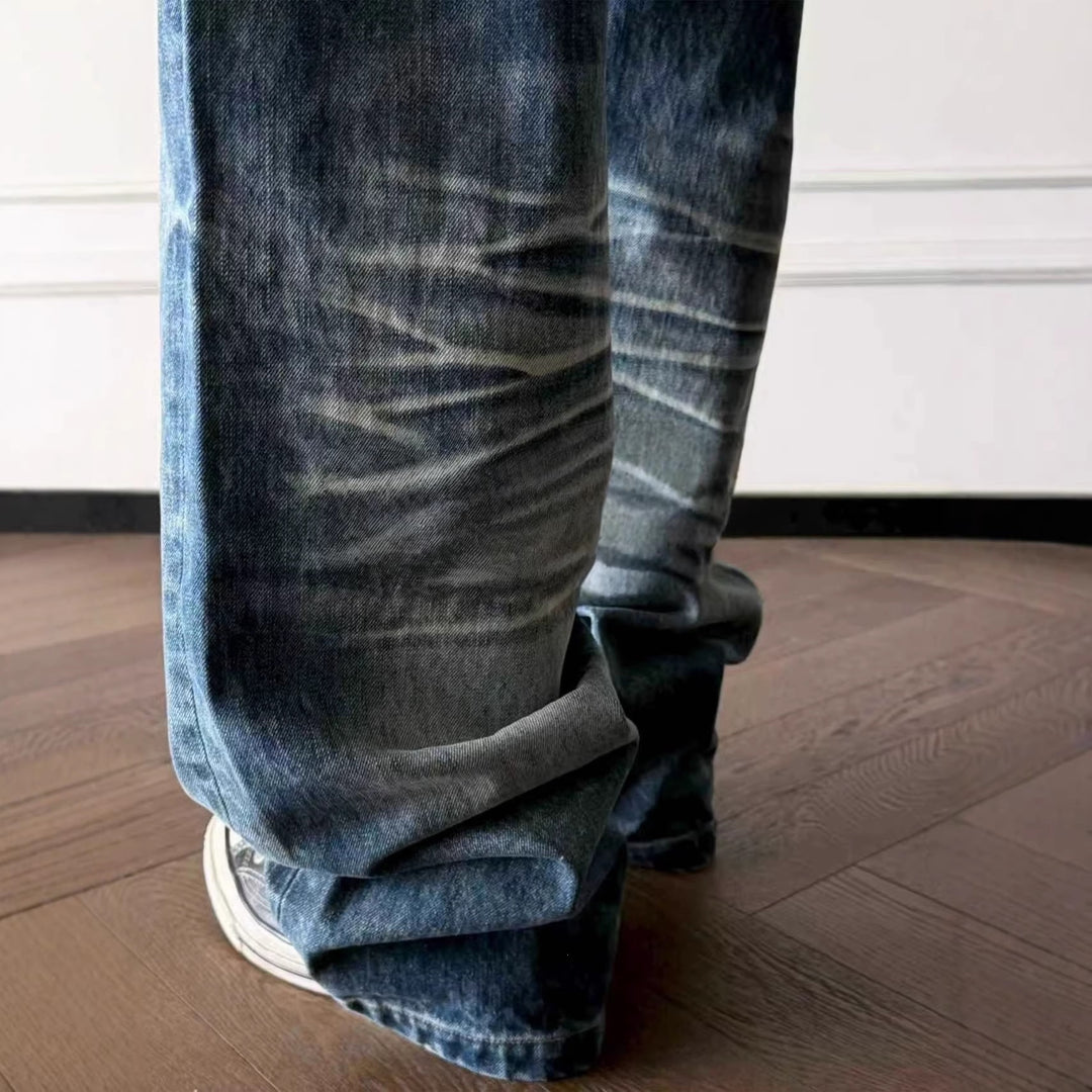 Men's Loose-Fit Denim Jeans with Vintage Effects Mune Fashion
