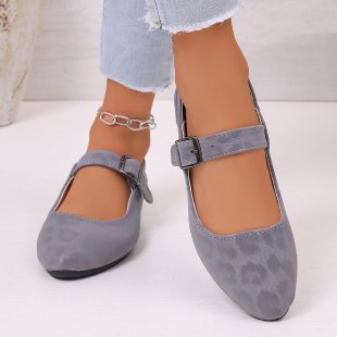 Women's elegant Mary Jane ballerina shoes with adjustable comfort strap, padded insole, and subtle animal print Mune Fashion