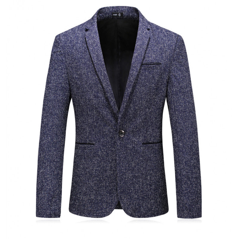 Men's tailored single-breasted blazer made of mélange wool blend with narrow lapels Mune Fashion