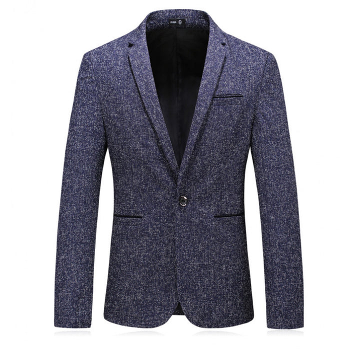 Men's tailored single-breasted blazer made of mélange wool blend with narrow lapels Mune Fashion