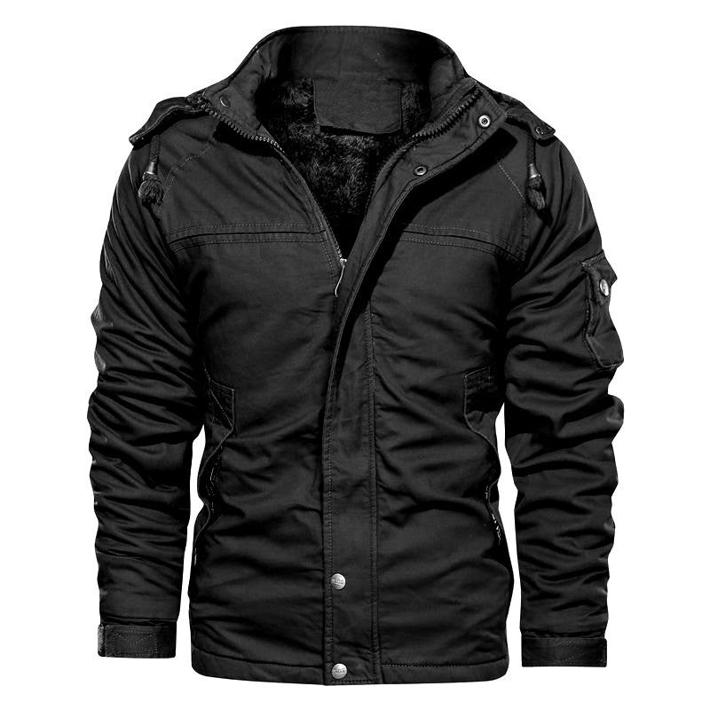 Men's robust canvas military jacket with warming teddy lining and hood Mune Fashion