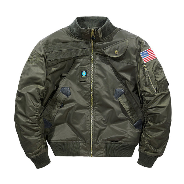Men's Padded Bomber Jacket in Pilot Design with Utility Pockets and Ribbed Cuffs Mune Fashion