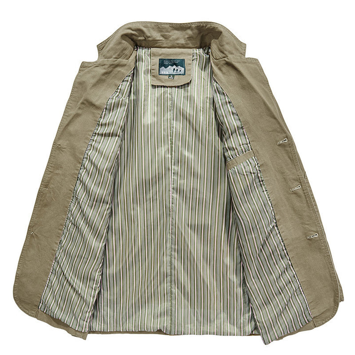 Men's Canvas Blazer in Casual Worker Look with Striped Lining Mune Fashion