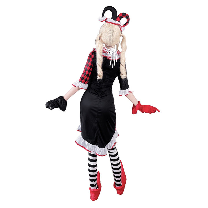 Girl clown costume with playful striped stockings and hat Mune Fashion