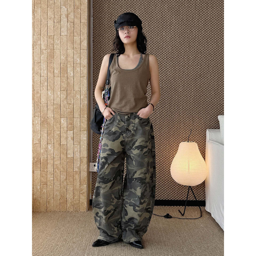 Women Wide Cargo Pants in Camouflage Baggy Style Mune Fashion