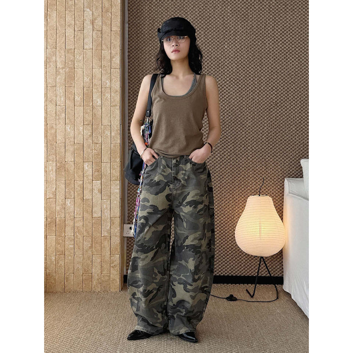 Women Wide Cargo Pants in Camouflage Baggy Style Mune Fashion