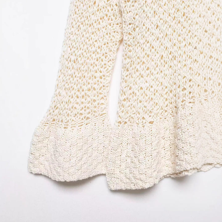 Women's crochet sweater with flounce sleeves and openwork structure Mune Fashion