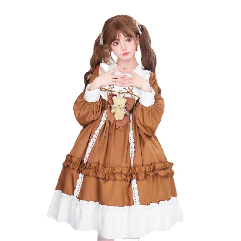 Women's Playful Costume Dress with Ruffles and Teddy Bear Motif Mune Fashion