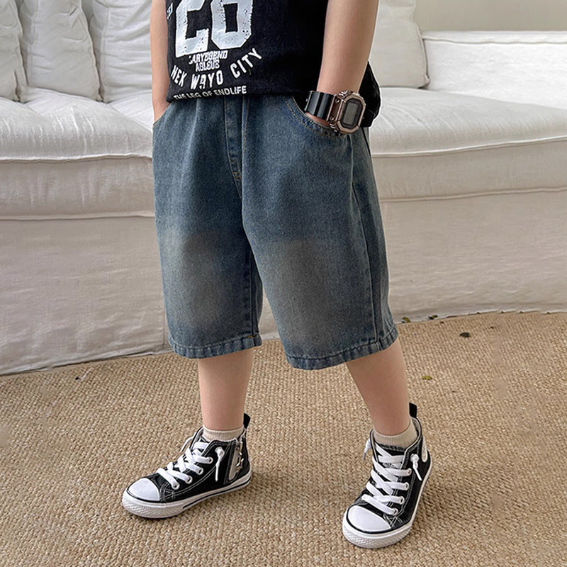 Unisex casual denim shorts with elastic waistband Mune Fashion