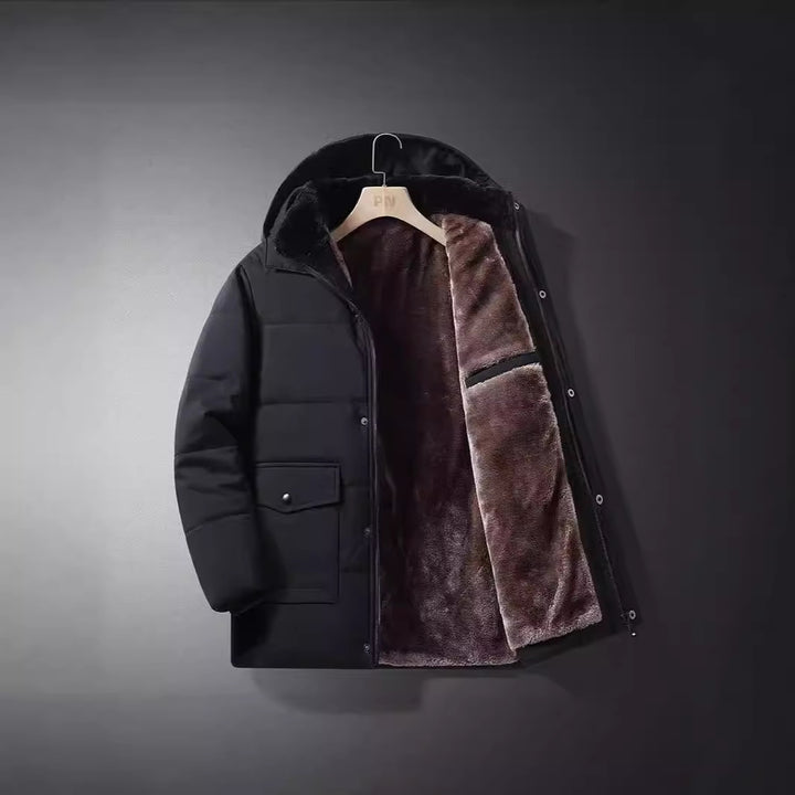 Men's Quilted Thermal Jacket with Padded Interior, Faux Fur Collar and Flap Pockets Mune Fashion