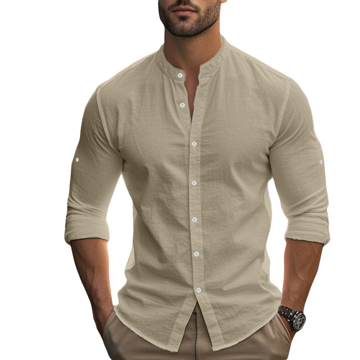 Men's tailored shirt in Nehru style with rollable sleeves and slim fit Mune Fashion