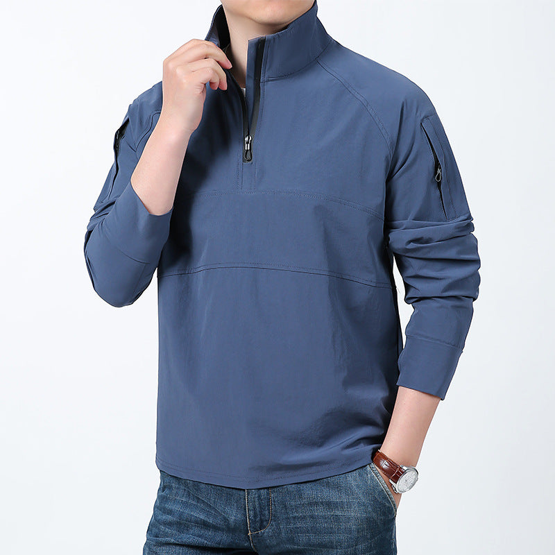 Men's softshell pullover with short zipper, arm pocket, and raglan sleeves Mune Fashion
