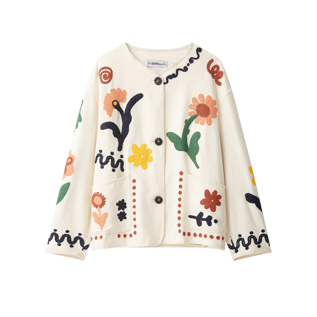 Women's Oversize Sweatshirt with Floral Chenille Embroidery Mune Fashion