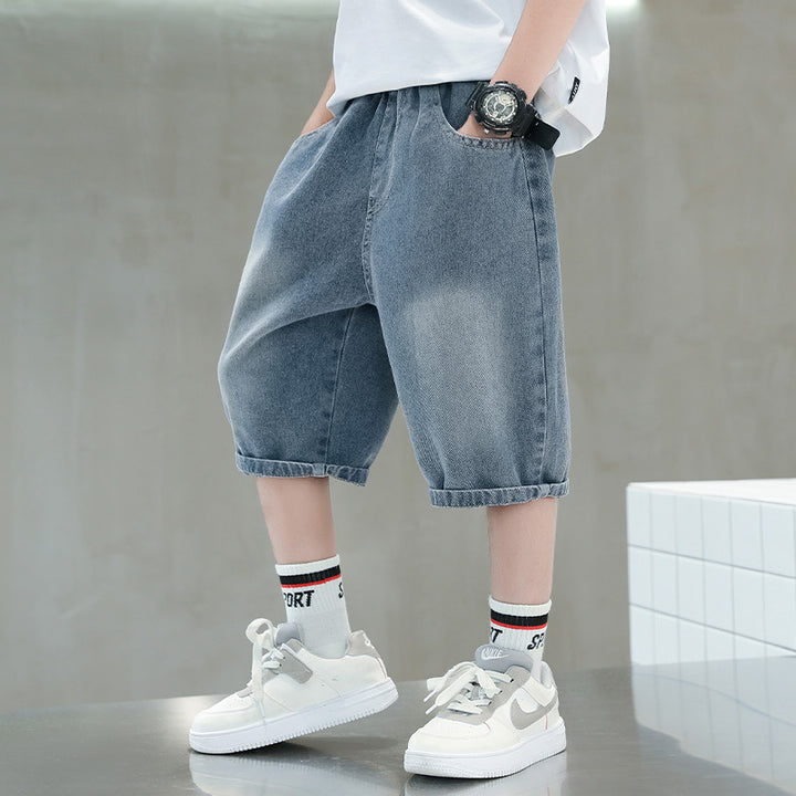 Boys casual denim shorts with exclusive embroidery design Mune Fashion