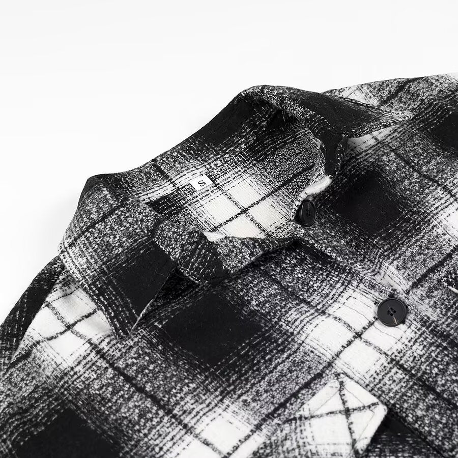 Women's Longline Check Overshirt with Oversized Cut and Flap Pockets Mune Fashion