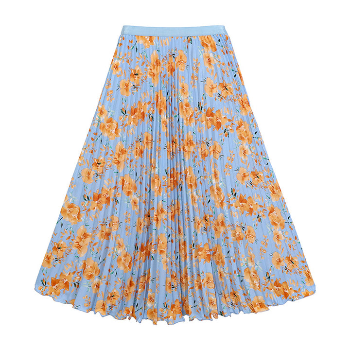 Women's pleated circle midi skirt in retro polka dot design with elastic comfort waistband Mune Fashion