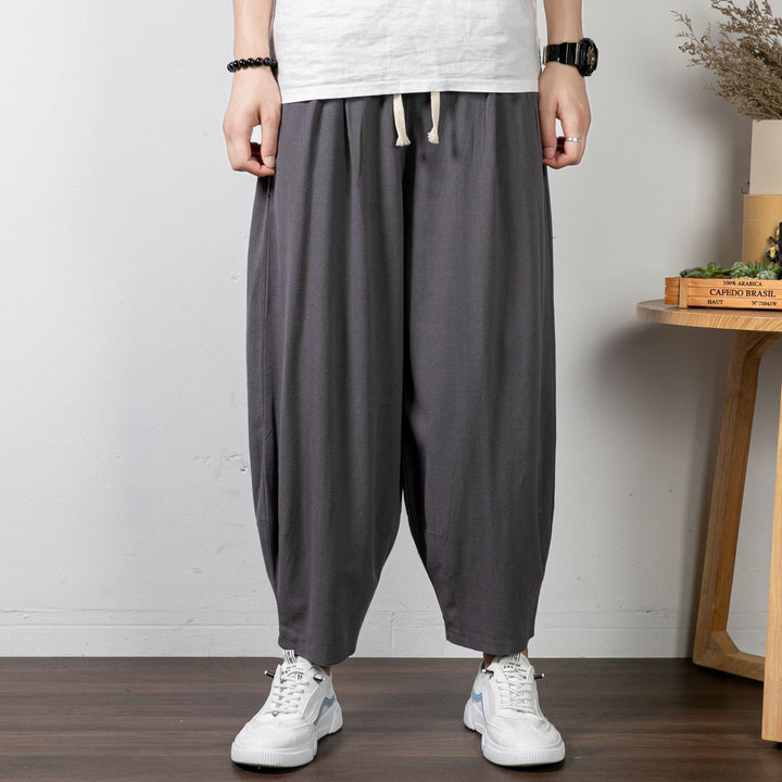 Men's Casual Palazzo Pants with Drawstring and Tapered Ankle Cuff Mune Fashion