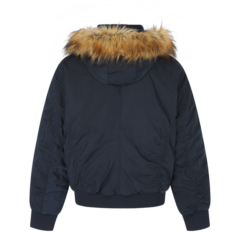 Women Padded Bomber Jacket with Hood and Faux Fur Collar Quilted Winter Jacket Mune Fashion