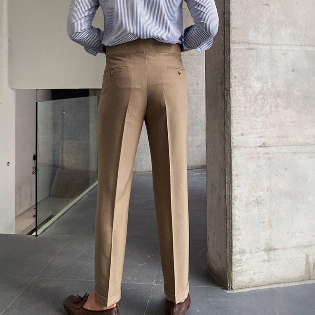 Men's Elegant Cropped Trousers with Pleats