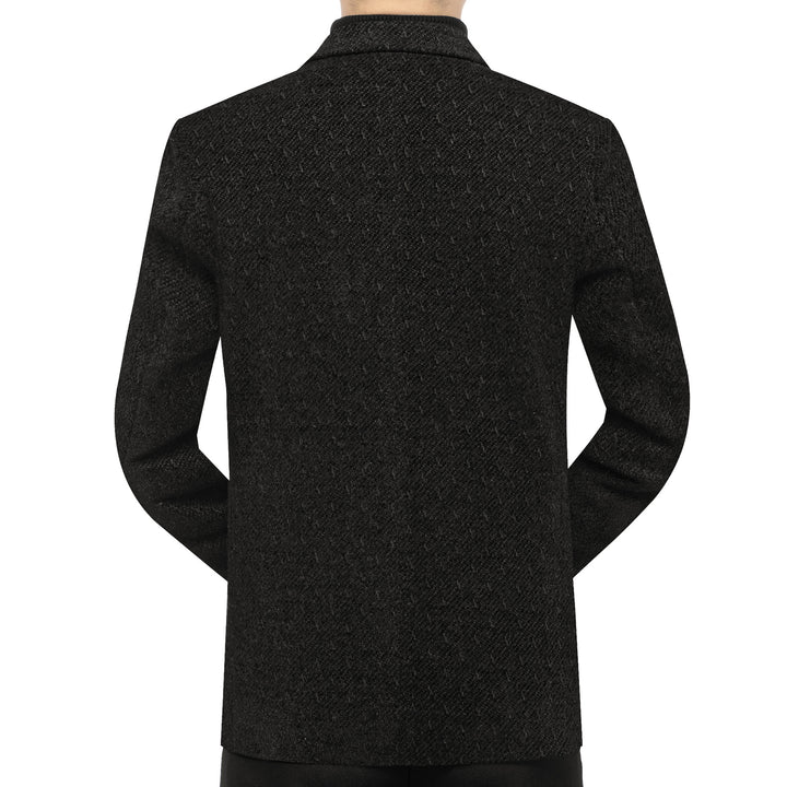 Men's Tailored Wool Blend Blazer in Structured Look with Lapels, Logo Stitch and Two-Button Front Mune Fashion