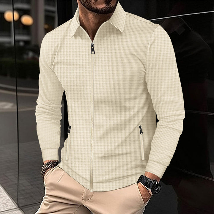 Men's patterned structured Slim-Fit zip-over shirt with collar Mune Fashion