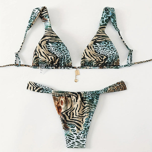Ladies triangle bikini with sophisticated leopard pattern Mune Fashion