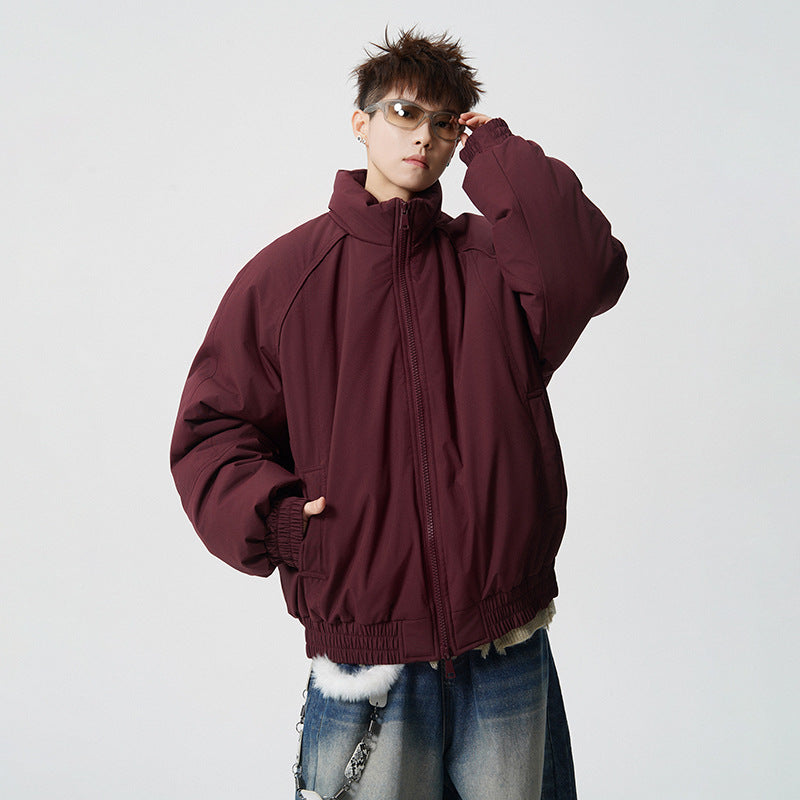 Men's Oversized Windbreaker with Stand Collar and Elastic Cuffs Mune Fashion