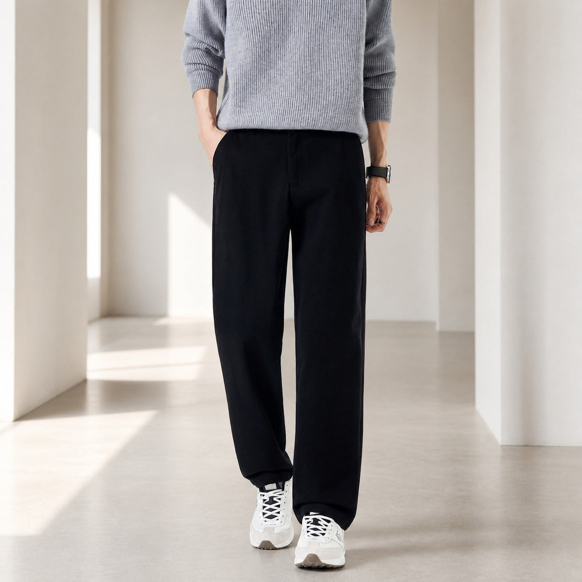 Men's Loose-Fitting Casual Pants with Straight Leg and Side Pockets Mune Fashion