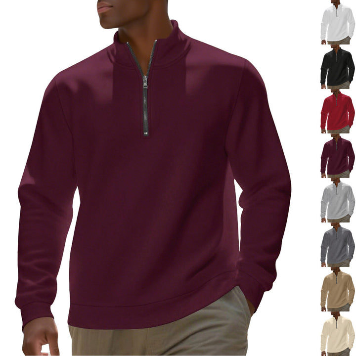 Men's half-zip sweatshirt made of cotton blend with stand-up collar, soft lining and ribbed cuffs Mune Fashion