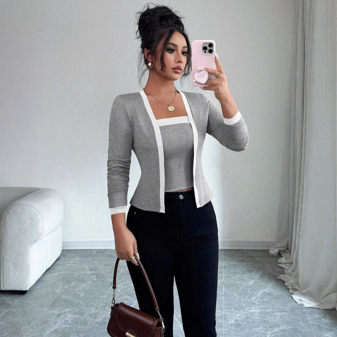 Women's fitted jacket with integrated bustier insert and contrast trim Mune Fashion