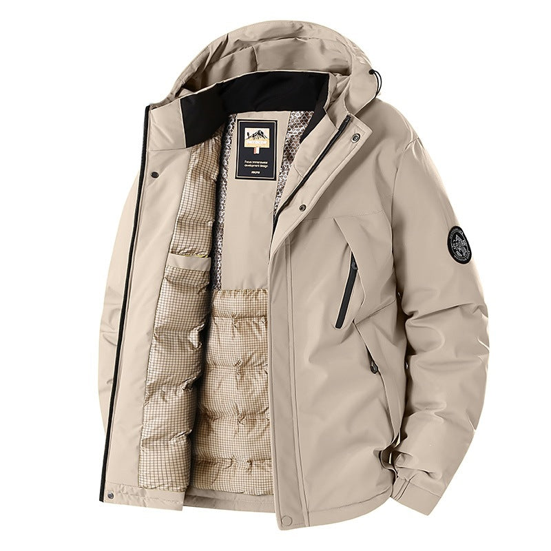 Men's Windproof Thermal Parka with Removable Hood, Stand-Up Collar & Hidden Zipper Pockets Mune Fashion