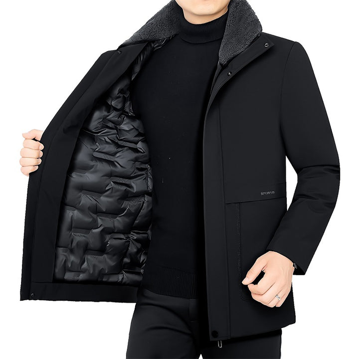 Men's Thermo Winter Short Coat with Luxurious Faux Fur Lining and Stand Collar Mune Fashion