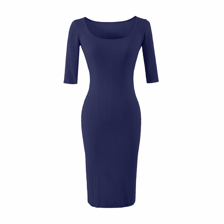 Women Figure-hugging ribbed Midi dress made of stretch knit Mune Fashion