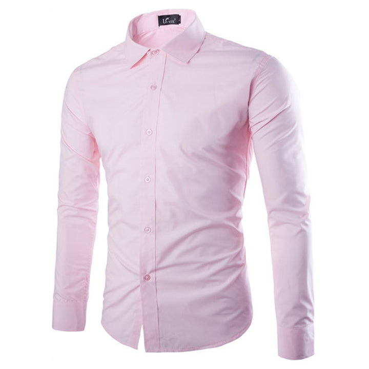 Men's tailored long sleeve business shirt with Kent collar stretch cotton blend and rounded hem Mune Fashion