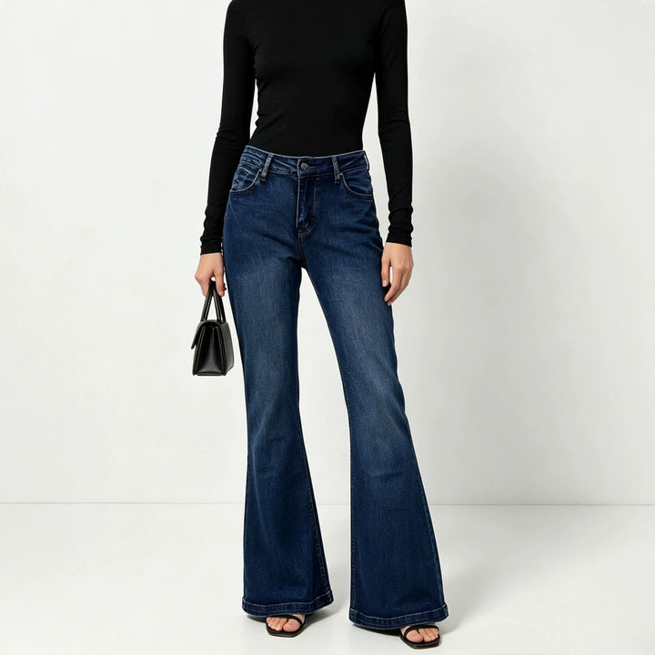 Women's High-Waist Flared Jeans with figure-hugging waistband and wide flare Mune Fashion