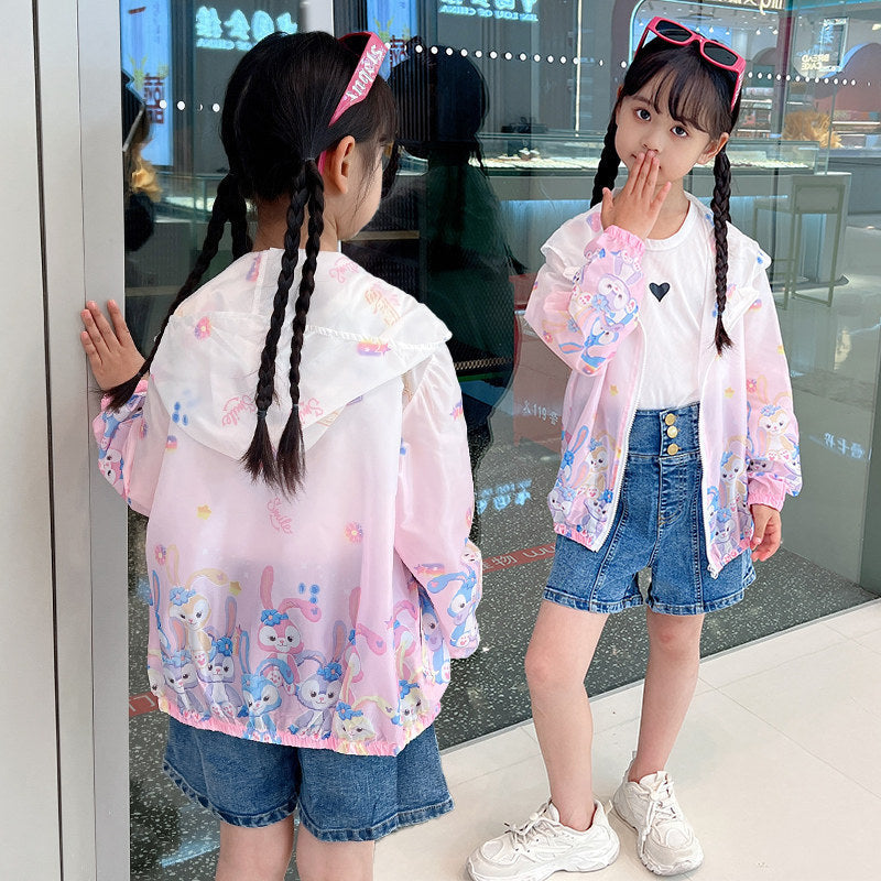 Women's lightweight transparent rain jacket for girls with hood and playful cartoon print Mune Fashion