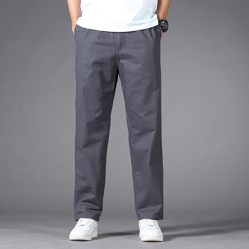 Men's Casual Relaxed-Fit Chino Pants made of Cotton Blend with Elastic Waistband Mune Fashion