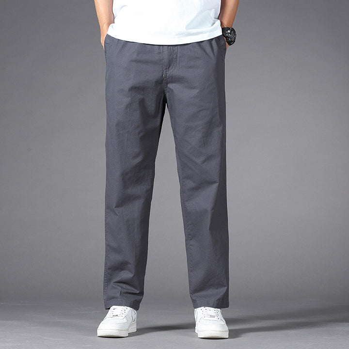 Men's Casual Relaxed-Fit Chino Pants made of Cotton Blend with Elastic Waistband Mune Fashion