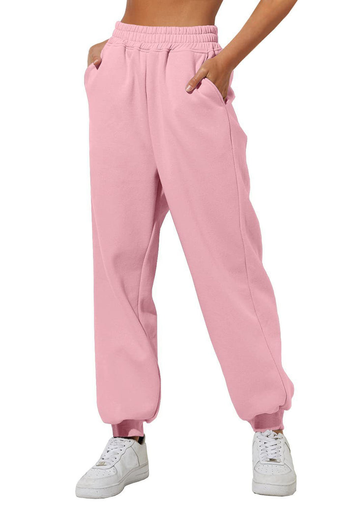 Women's relaxed high-waist jogging pants with double-layer comfort waistband, side pockets, and gathered ankle cuffs Mune Fashion