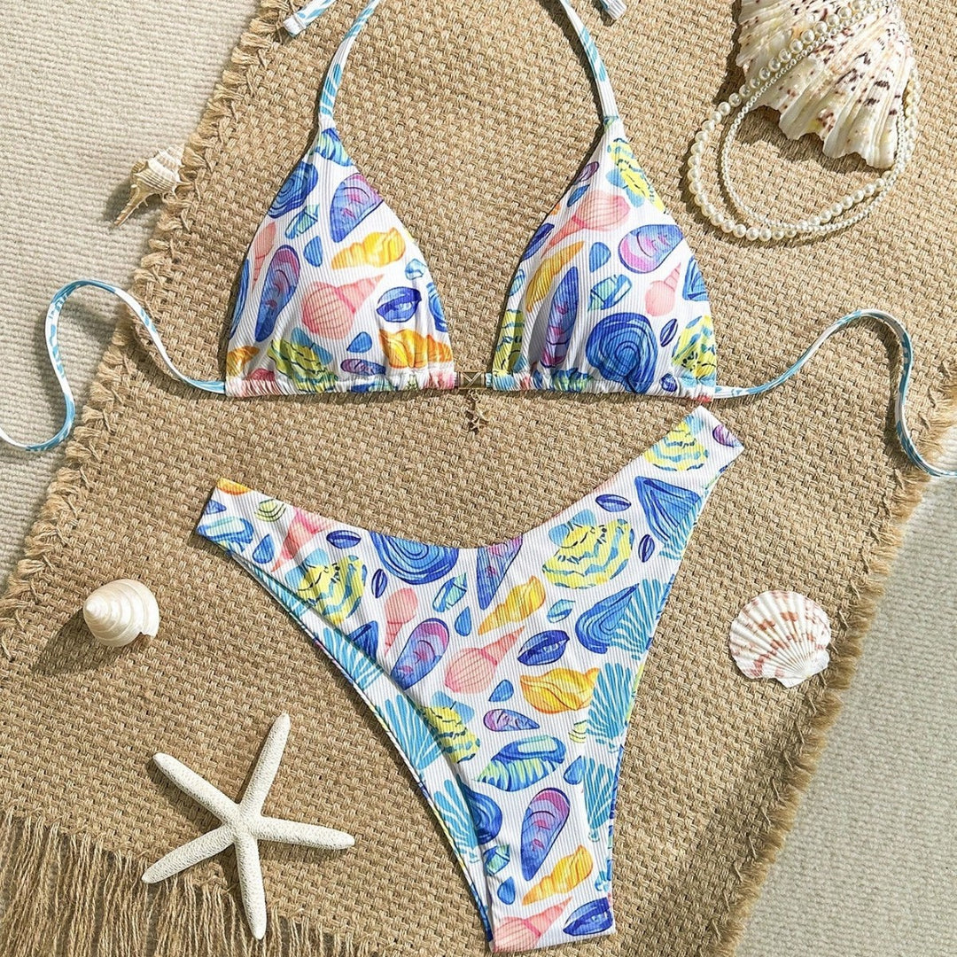 Women's cheerful floral print bikini with ruffles Mune Fashion
